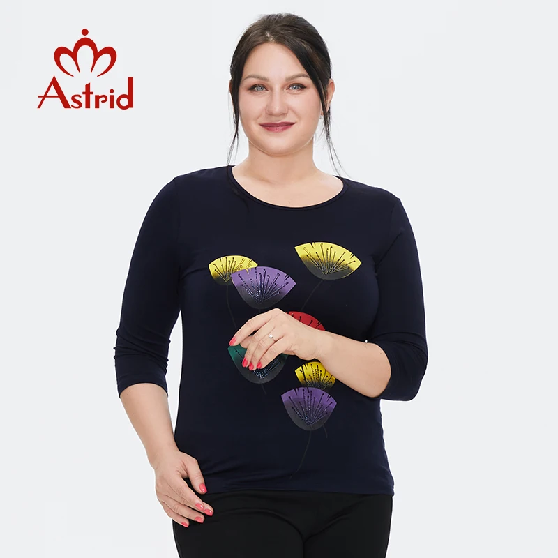 

Astrid Women's t-shirt 2022 New Cotton Top Female Plus Size Long sleeve Vintage Fashion graphic Print basic Clothing Female Tees