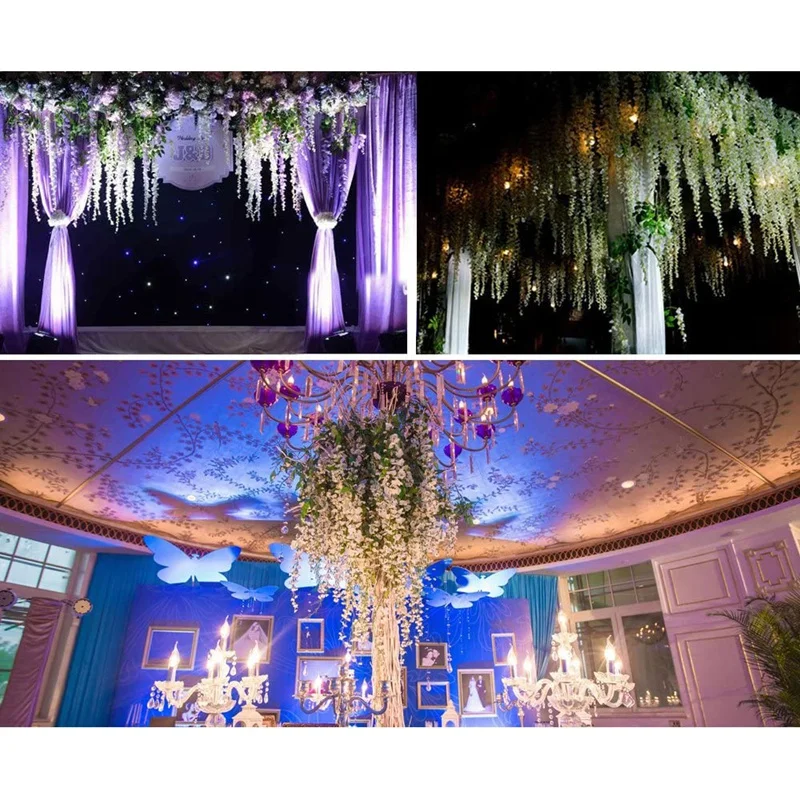 

HOT SALE 24PCS 3.6Feet Artificial Flowers Fake Wisteria Vine for Wedding Decorations Home Garden Party Decor Simulation Flower
