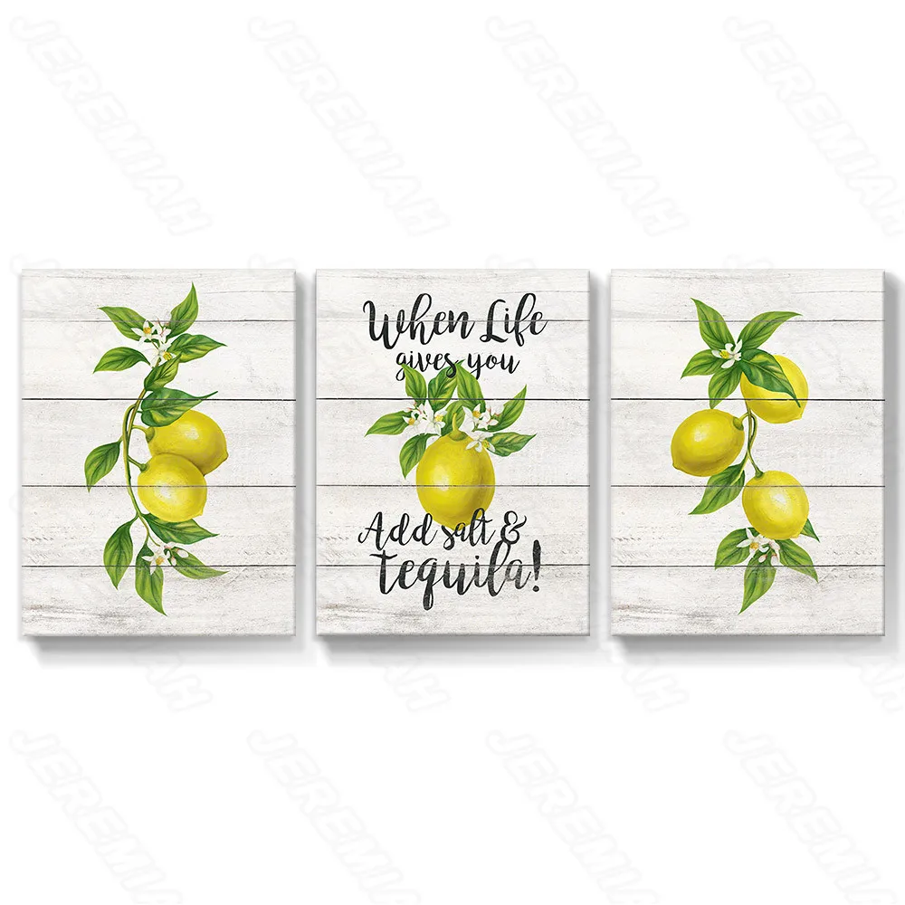 

Fruit Lemon Monogram Poster Nordic Style Wall Art Canvas Print Painting Modern Living Room Decoration