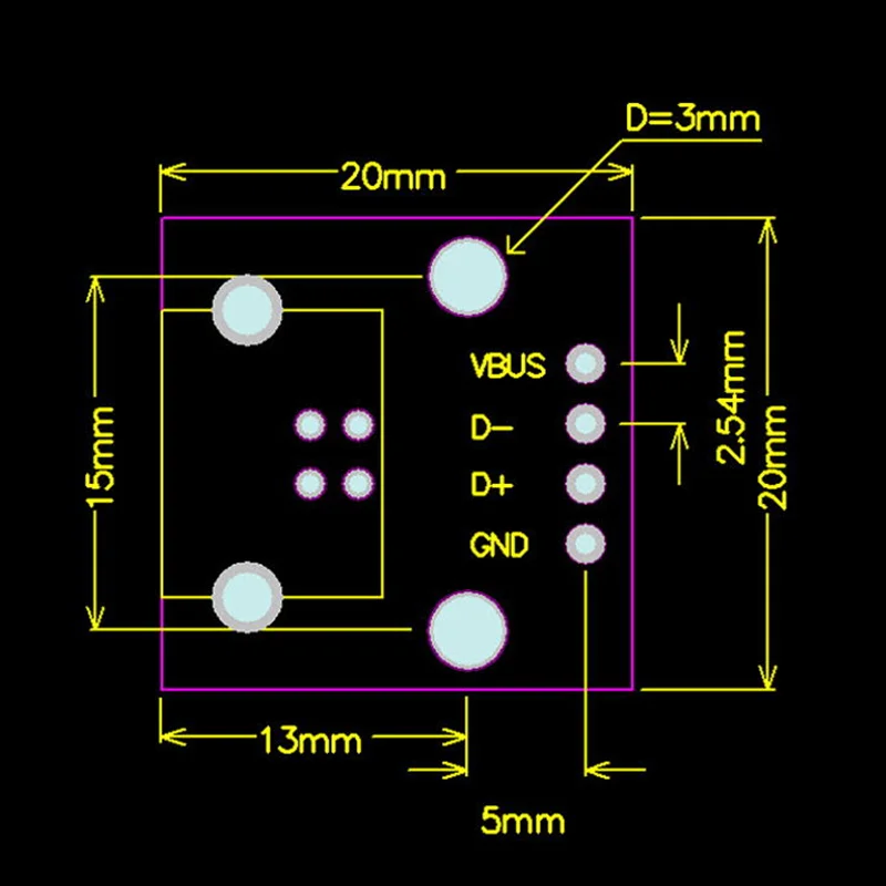 5 шт. квадратное сиденье для принтера USB-B Type B погружения в небольшую плату кабель