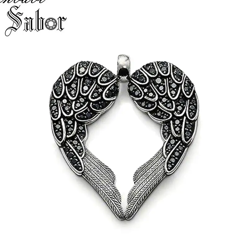 Кулон крылья сердце Цирконий и серебряный цвет для женщин подарок модные