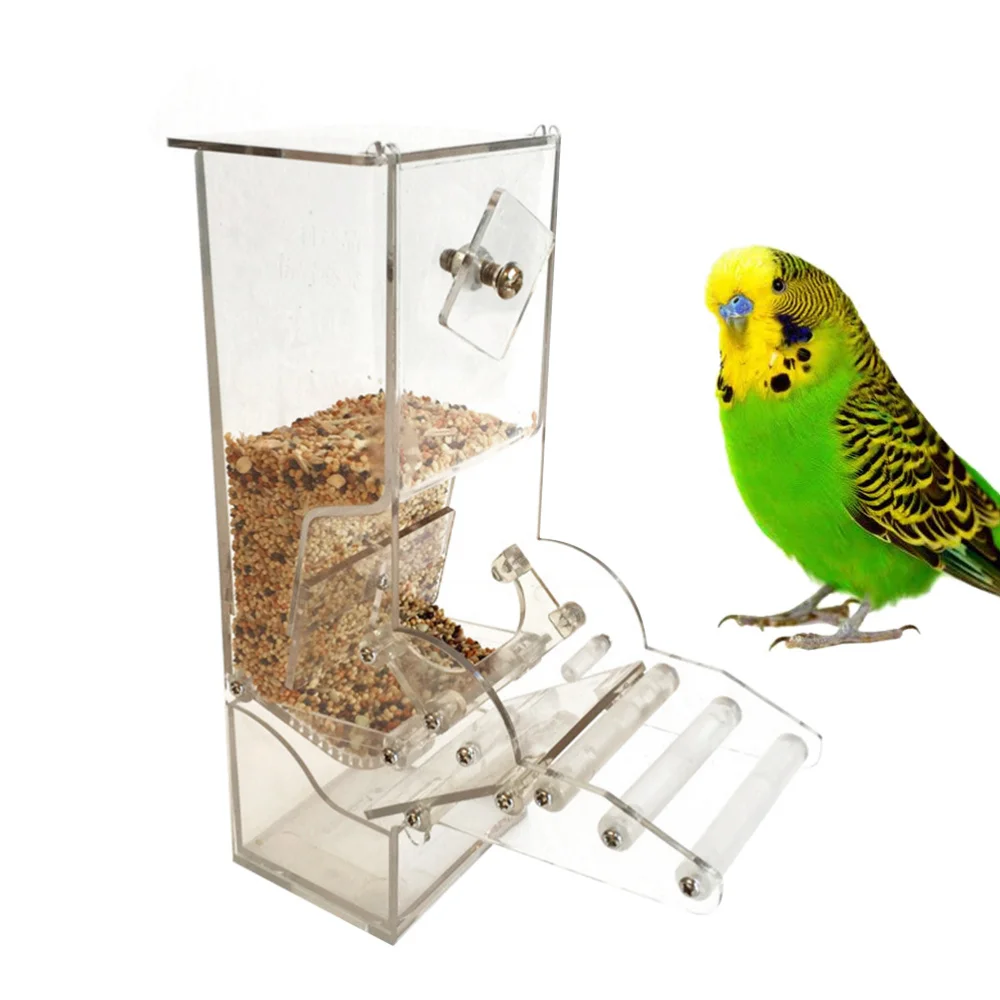 

Acrylic Parrot Feeding Case Automatical Bird Feeder Box Parrot Cage Accessory