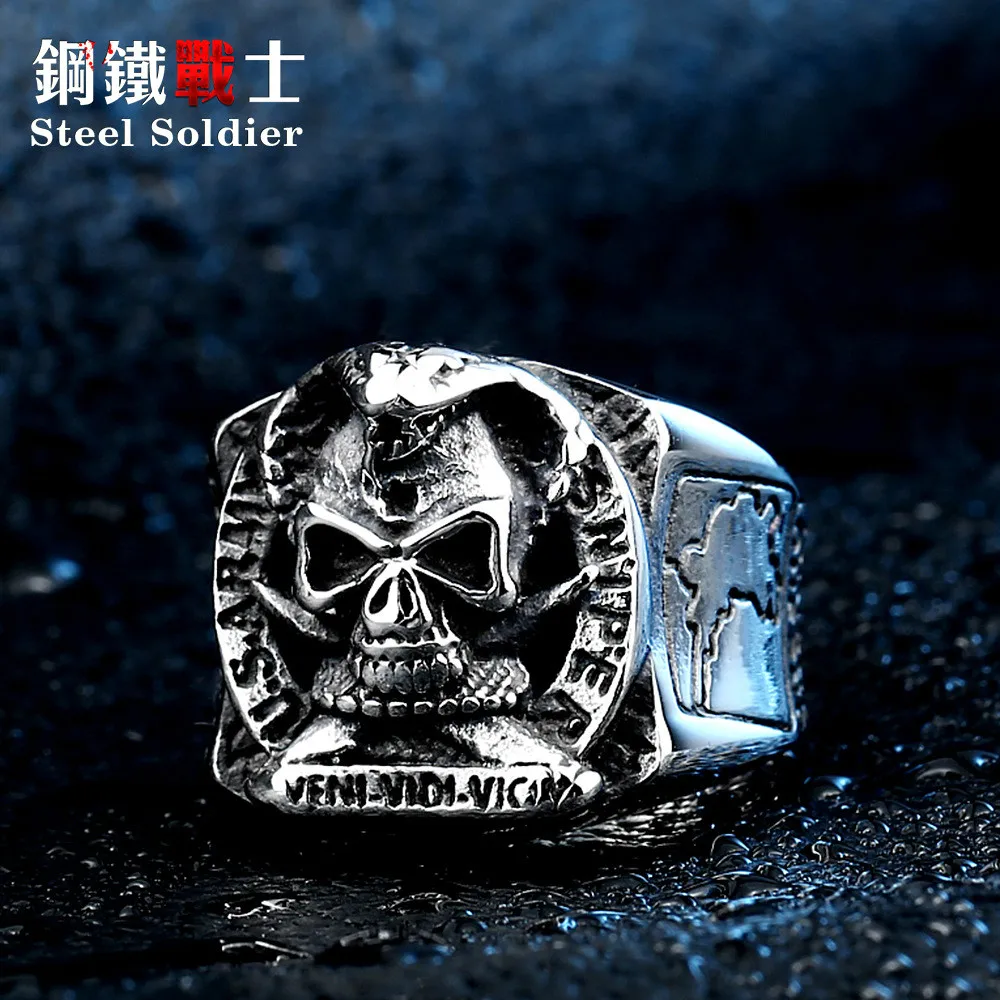 Мужское кольцо из титановой стали армии США снайперское армейское Кольцо Череп