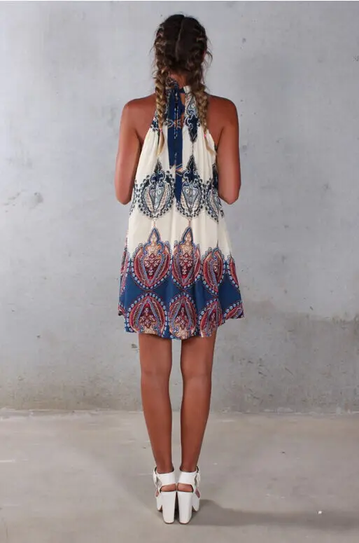 Женский пляжный Мини Сарафан без рукавов повседневное короткое свободное платье