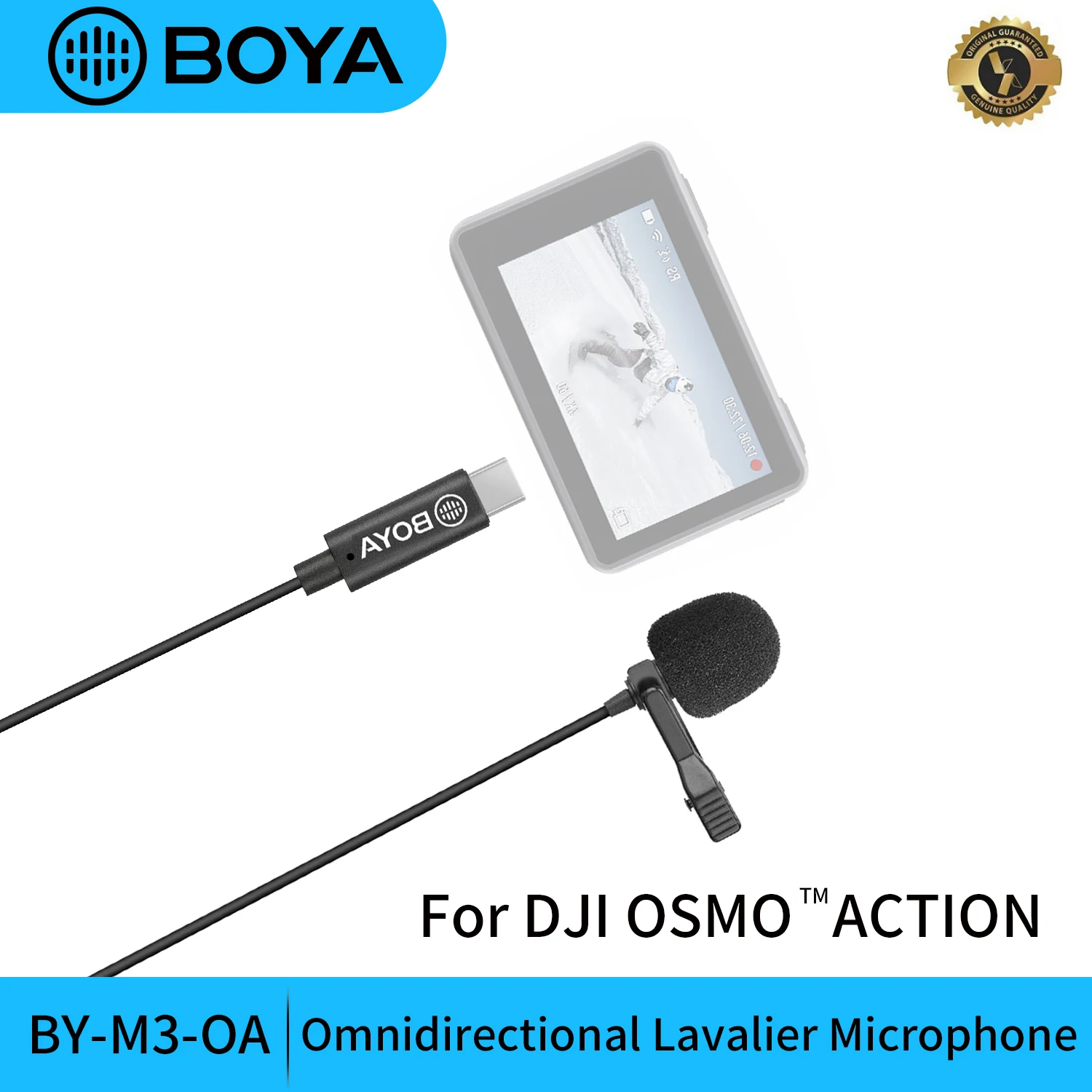 

Всенаправленный петличный микрофон BOYA BY-M3-OA, кабель длиной 2 метра для DJI OSMO ACTION