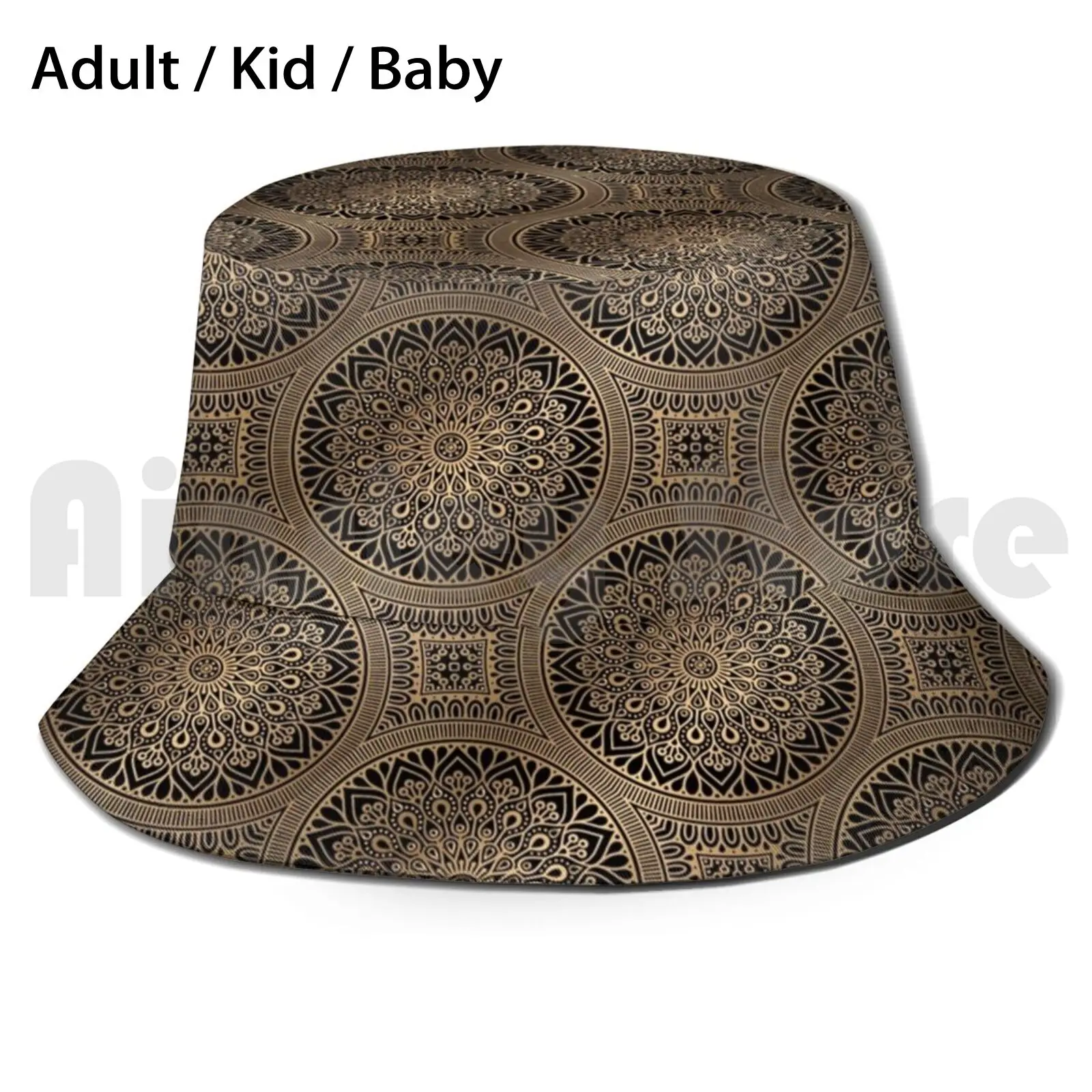 

Роскошная декоративная складная Солнцезащитная шляпа с защитой от УФ-лучей, геометрический Золотой узор, этнический узор с мандалой и золо...