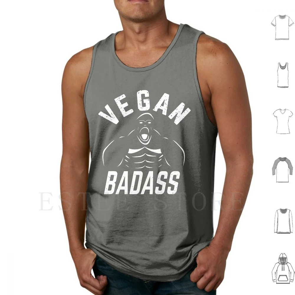 

Vegan Badass Gorilla Tank Tops Vest Cotton Vegan Badass Game Changer Gorilla Vegan Badass Plant Based Power Strong Muscle Game