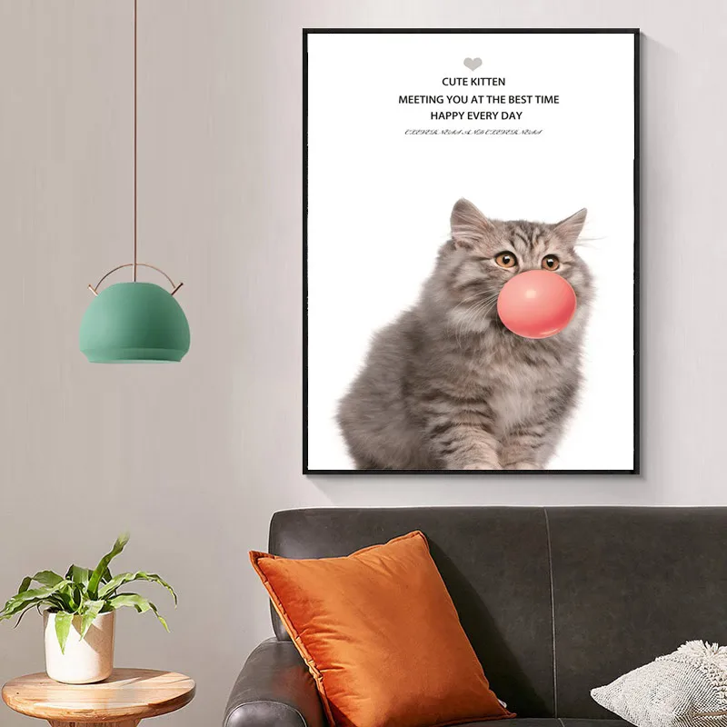 Картина на холсте с мультяшными животными в очках котятами креативная роспись