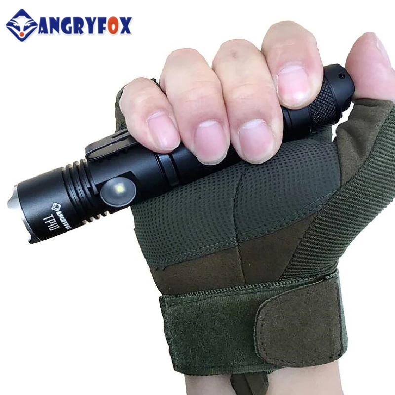 Angryfox TP10 светодиодный перезаряжаемый тактический фонарь 18650 для самозащиты с