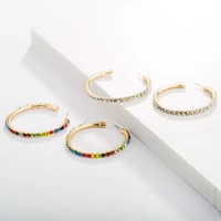 vg 6ym new fashion colorful crystal c shaped hoop earrings simple design earrings for women girl party jewelry wholesale
