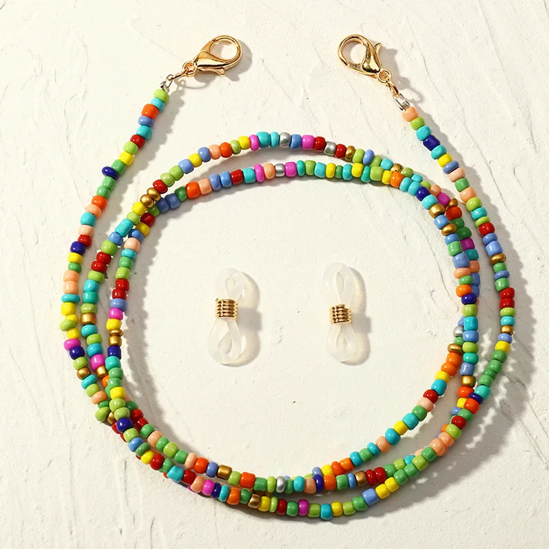 

Fashion All-match Eyeglass Chain Non-slip Glasses Rope Popular Mixed Color Rice Bead Mask Hanging Chain