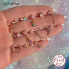 CCFJOYAS 100% реальная яркость серебряные новые летние циркониевые серьги простые INS 18K позолоченные милые серьги-гвоздики для девочек ювелирные изделия
