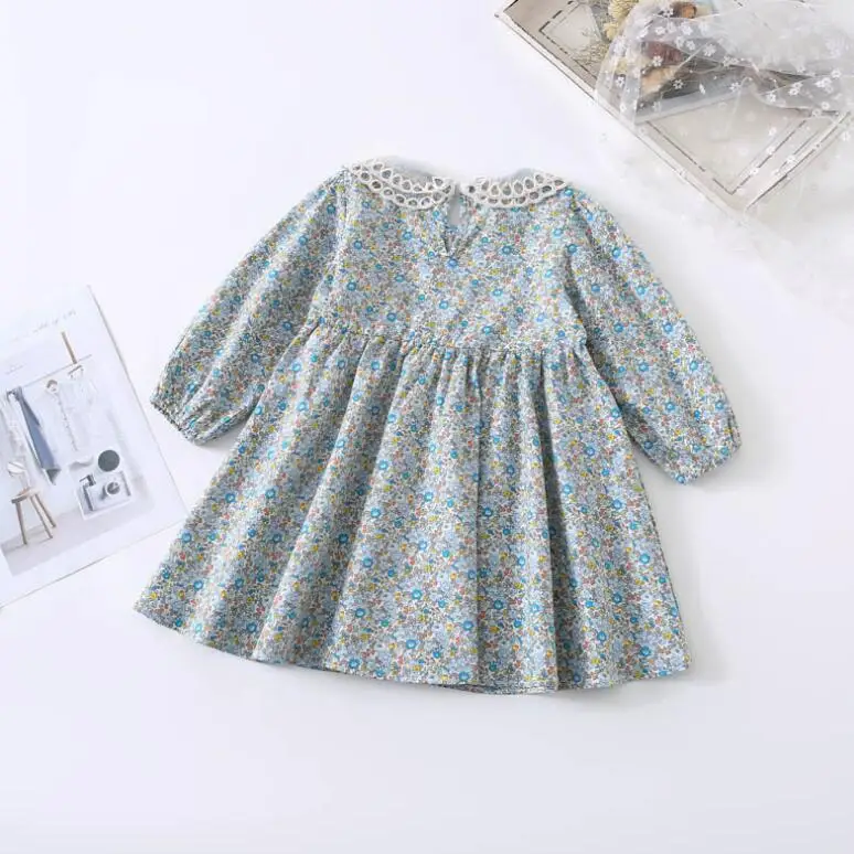 2020 весенние Хлопковые Платья принцессы с принтом для девочек милое детское