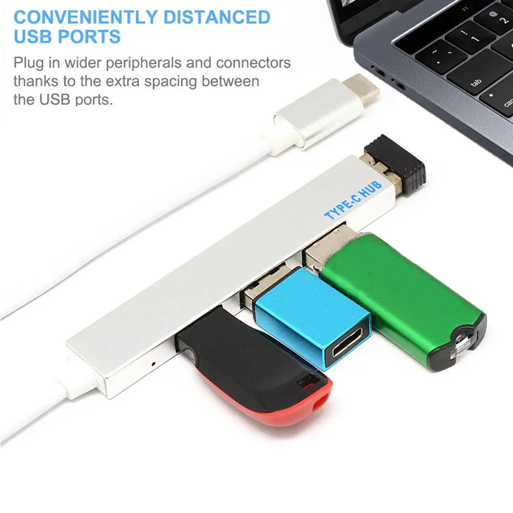 Новый usb хаб 4 в 1 3 0 type C USB адаптер Ультратонкий Мини Портативный портовый для ПК Pro