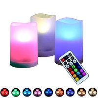 3pcs romantic colors changing flameless led candle light with remote control wedding party birthday valentine lamp supplies