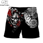 Мужские шорты Samurai Armor Oni Mask с 3D принтом, летние пляжные повседневные Бриджи унисекс из полиэстера, бриджи