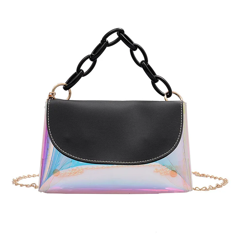 

Personality simple small bag female 2020 summer Korean version wild transparent jelly Messenger fashion chain shoulder bag