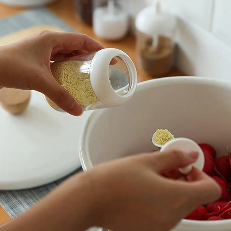 Приправа пластиковые бутылки для приправ с ложкой Кухонный Контейнер масла кофе