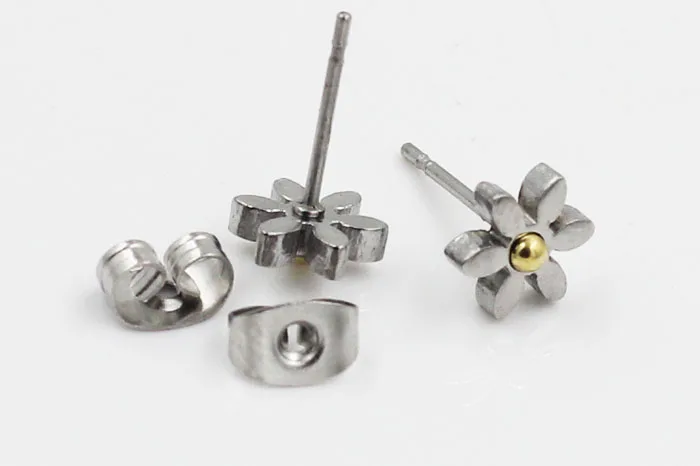 LUXUKISSKIDS 10 пар/лот классические серьги гвоздики из нержавеющей стали с цветком CZ