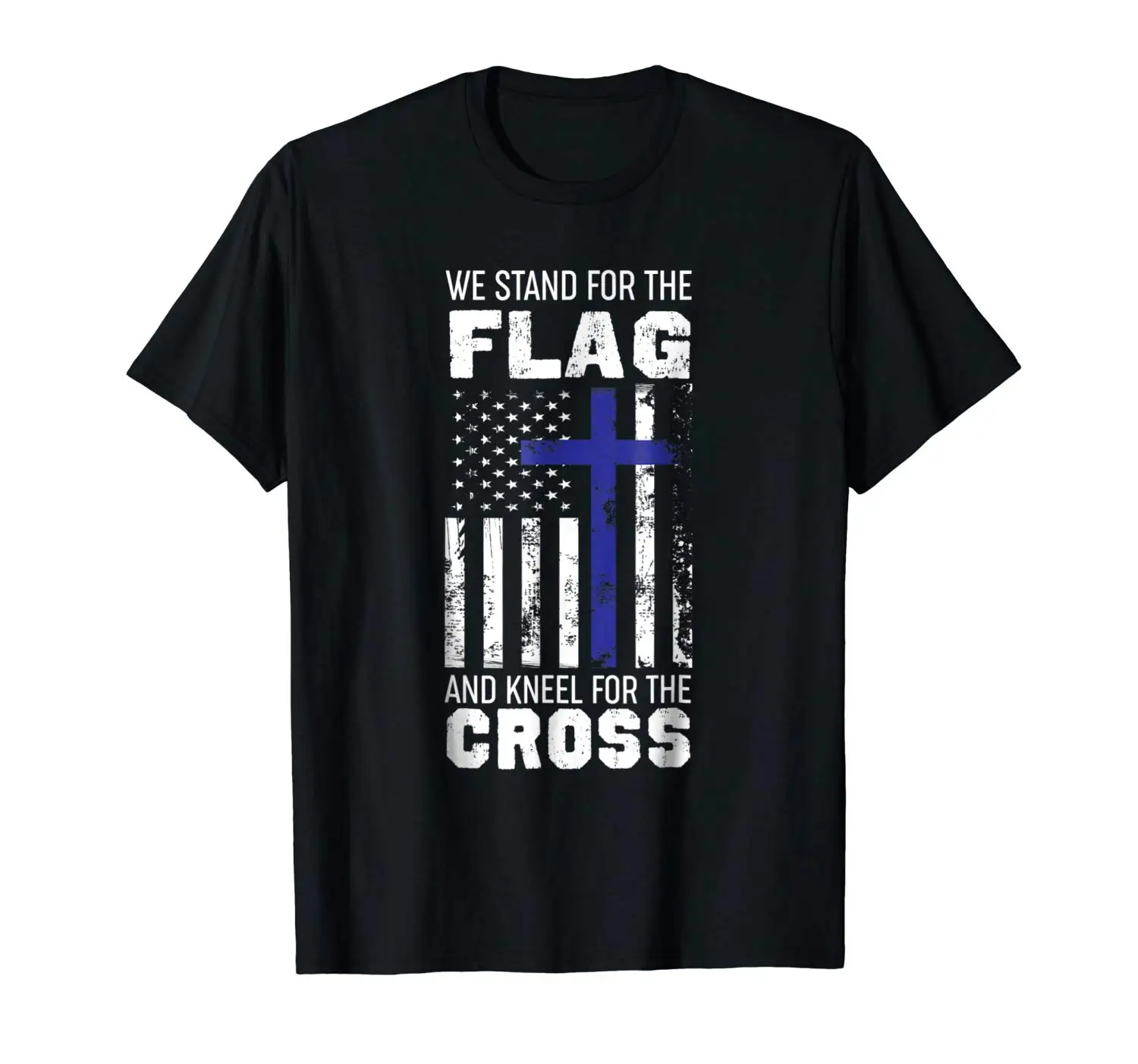 

We Stand for The Flag and Kneel for The Cross. USA Veteran Military T-Shirt. Summer Cotton Short Sleeve O-Neck Mens T Shirt New