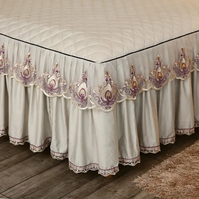 Кружевное постельное белье принцессы из бежевой микрофибры с хлопковым теплым