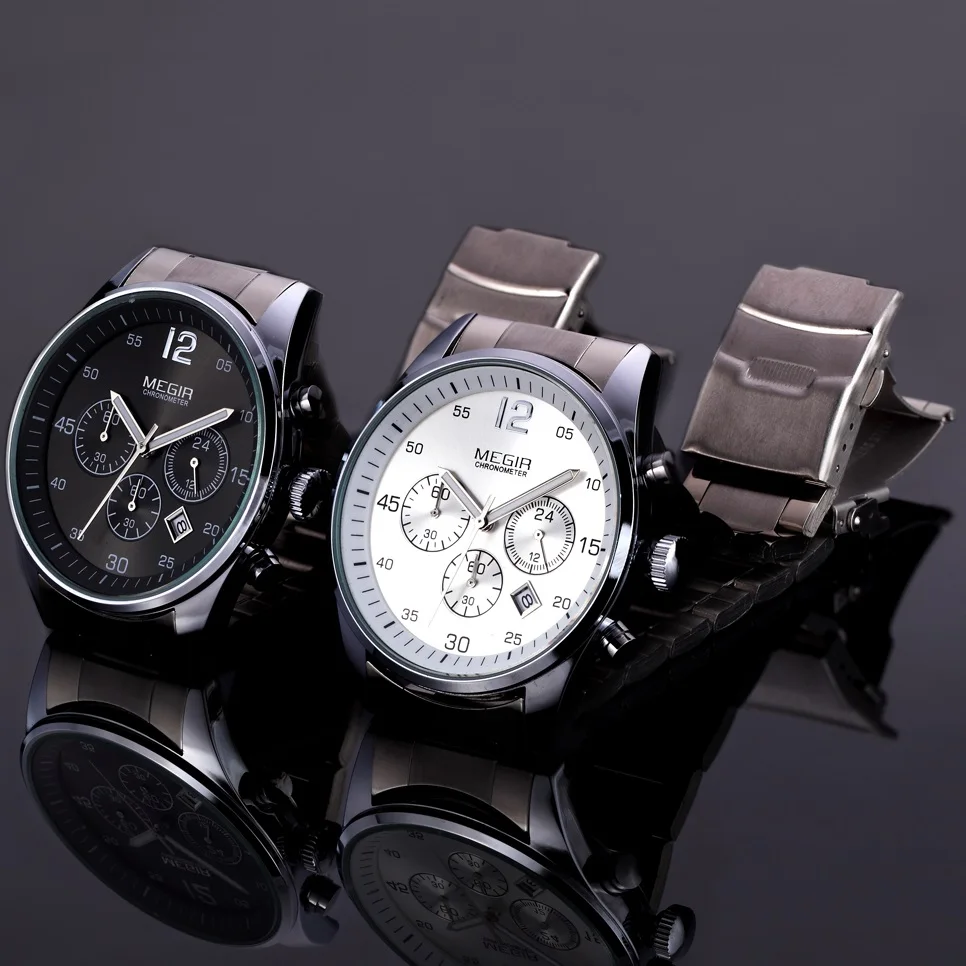 Часы MEGIR Мужские кварцевые с хронографом брендовые модные деловые в стиле