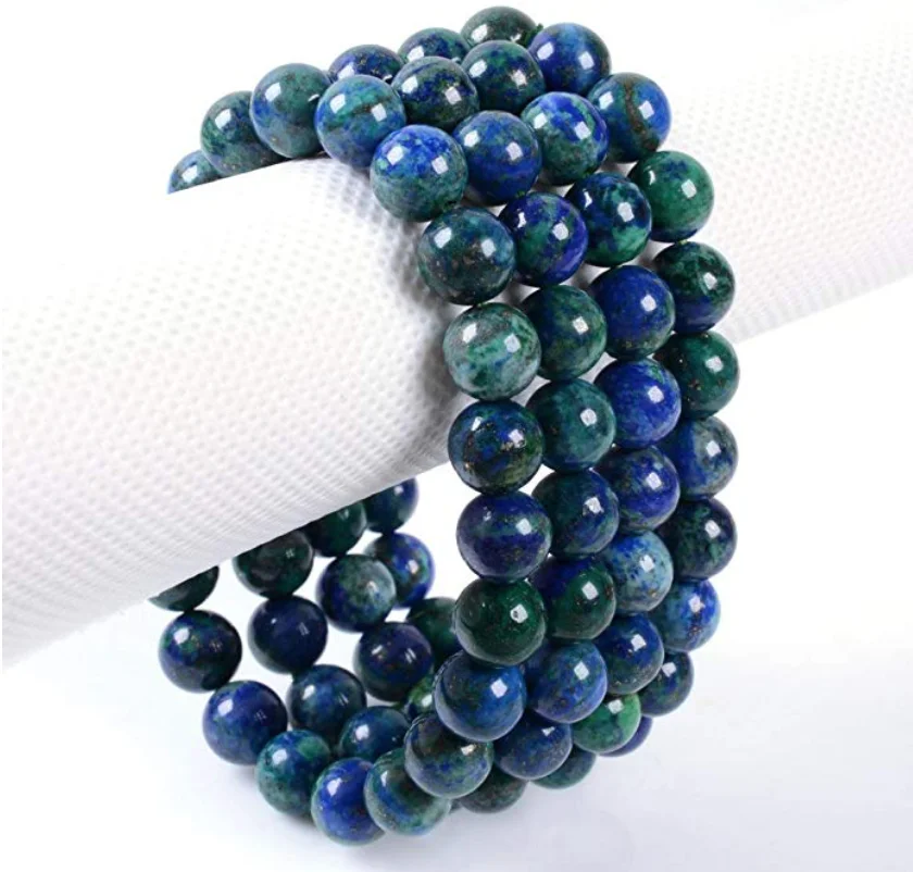 10pcs/Lot 8mm Lapis Chrysocolla Gem Stones Nature Round Beads Stretchy Bracelet 7.5&quot Connector Charm Healing Jewelry Making | Украшения