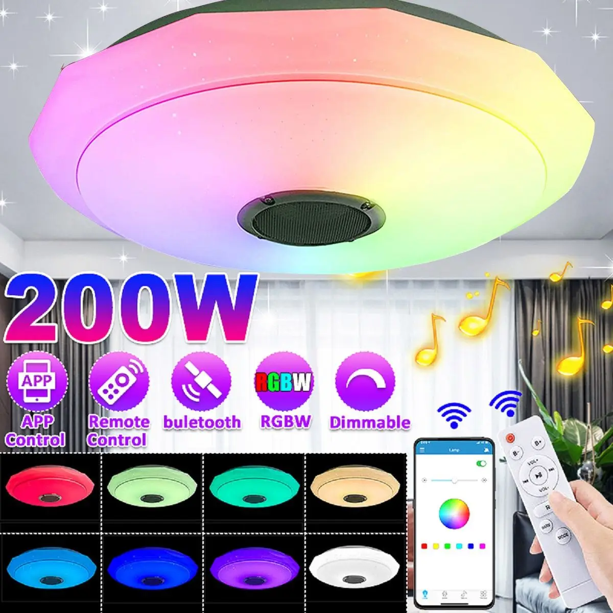 

200 Вт современный RGB светодиодный потолочный светильник, домашнее освещение, приложение ing, Wi-Fi, bluetooth, музыкальный светильник, лампа для спал...