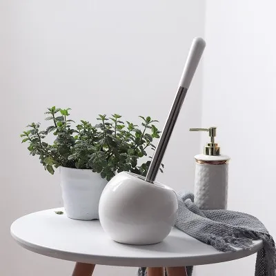 

Long White Toilet Brush Nordic Modern Cleaning Ceramic Toilet Brush Holder Bathroom Tools Szczotka Do Wc Home Products DH50MTS