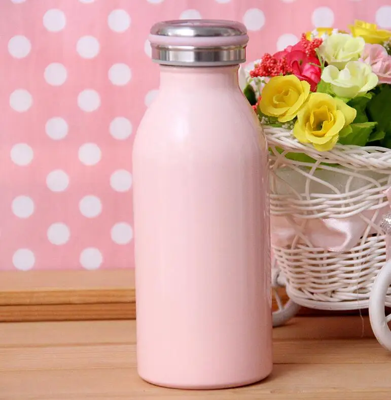 pink Термосы для молока без бисфенола, 350 мл, 5 цветов, термосы из нержавеющей стали 304, термос, бутылка для воды, Спортивная кружка для путешествий - Цвет: pink