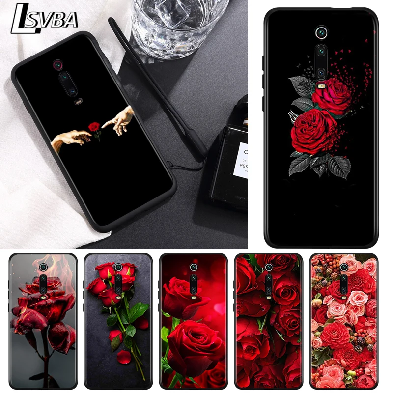

Beautiful Red Roses For Xiaomi Redmi 9 9C 9A 9I 9T 10X 8A 8 7A 7 6A 6 5 S2 Y3 Y2 K30 Ultra K20 Pro Black Phone Case