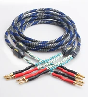 pair high quality speaker cable hifi audio cable high end audio amplifier gold plated jack ofc speaker cable banana plug cable