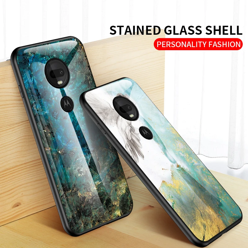 marble glass case for motorola g7 g8 play plus tempered glass phone cover for moto g8 g7 power one zoom macro coque fundas free global shipping