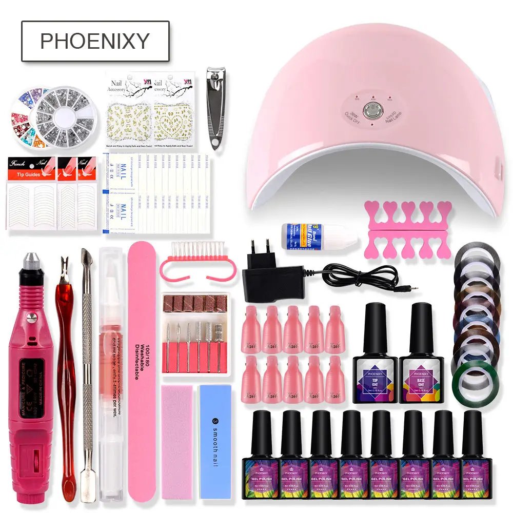 Набор для ногтей УФ светодиодный 36 Вт/48 Вт лампа Сушилка Гель-лак для ногтей набор инструментов для маникюра электрическая дрель для ногтей инструменты для дизайна ногтей все для маникюра - Цвет: NAK6039-N3