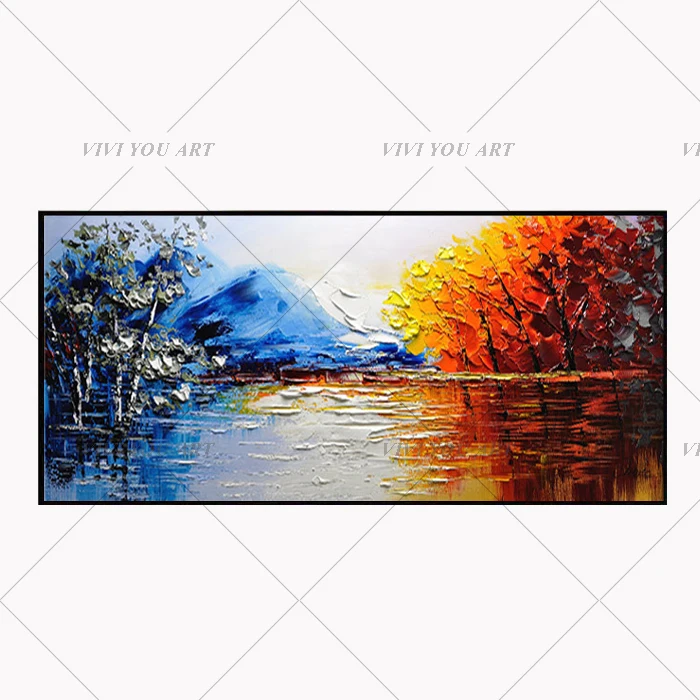 Рождественский абстрактный современный пейзаж Ручной Работы Красочный абстрактный стиль Толстая картина маслом на холсте для домашнего декоративного настенного искусства - Цвет: 15