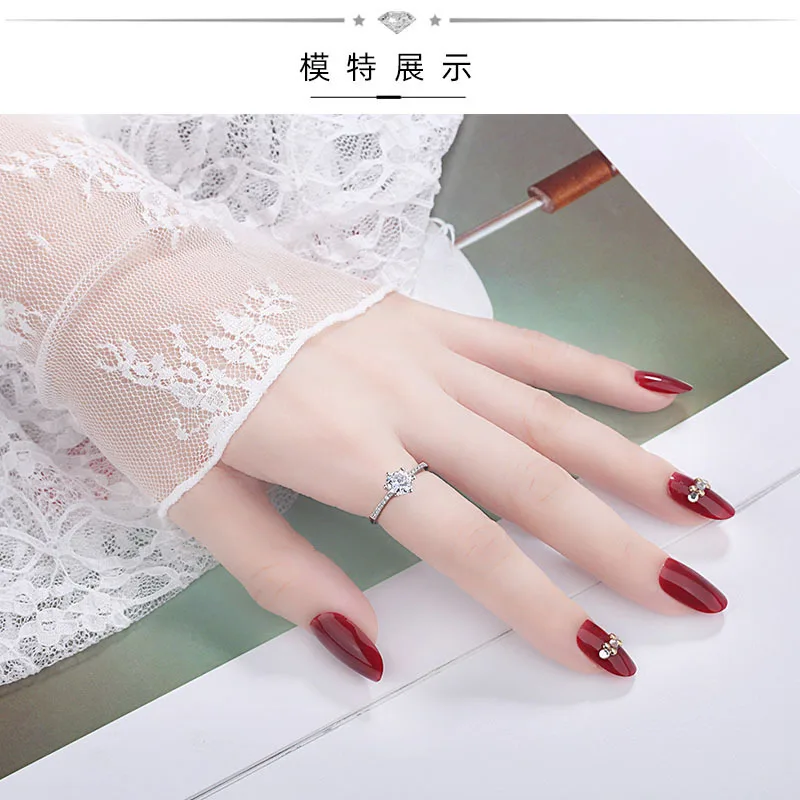 

Fashion Elegant Temperament Wedding Ring Charming Jewelry Clear Real Rhodium Plated Women Accessary D3