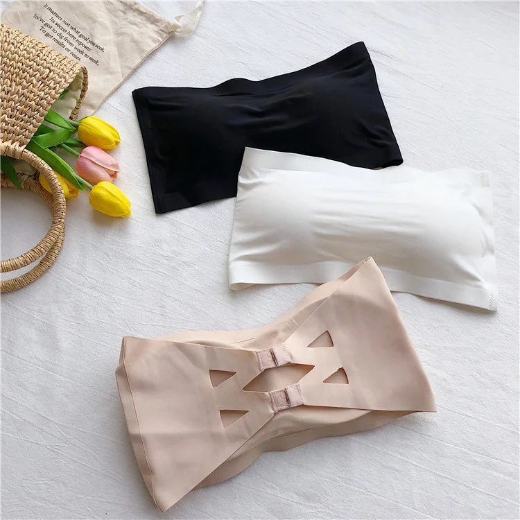 

Summer Vest Women's Strapless Off-shoulder Tube Top Outer Wear Chest Wrap Underwear Bra Sports White Small Sized Bra.