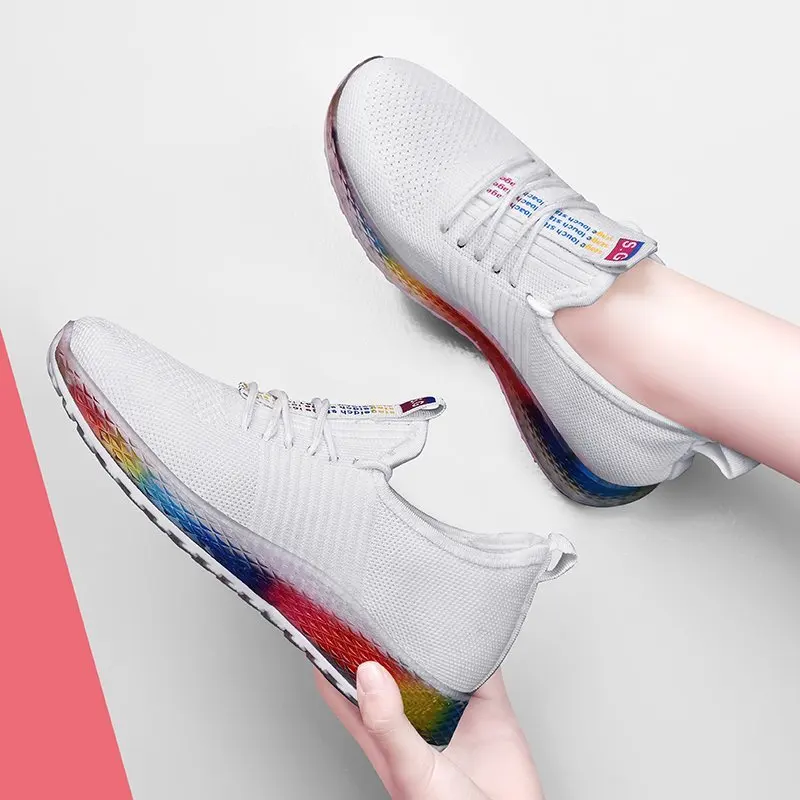 

Walking Flats Women Casual Shoes Lace Up Women Vulcanized Shoes Breathable Woman White Sneakers 2020 Tenis Feminino Gym Shoes
