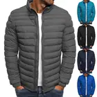 Куртка мужская однотонная, с воротником-стойкой, на молнии, с карманами, уличная одежда, осень-зима, 2021