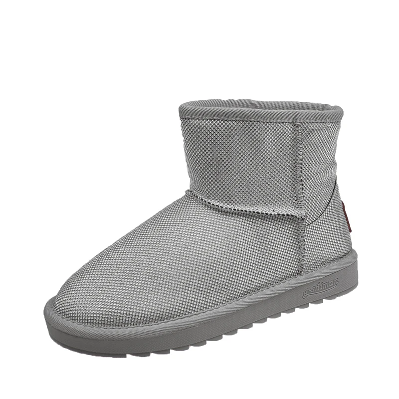 Женские зимние ботинки Блестящие женские новые теплые короткие мягкие плюшевые