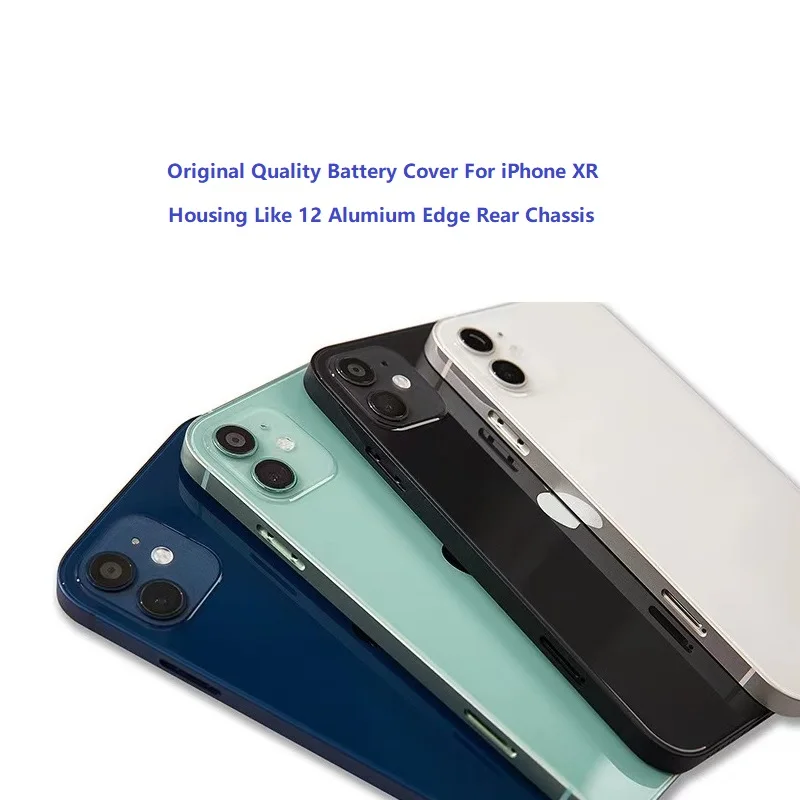 

Newest Battery Cover Housing For iPhone XR 11 Modification To iPhone 12 Alumium Edge Rear Chassis Nearly Original Logo+Buttons