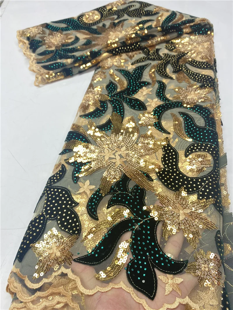 PGC французская бархатная кружевная ткань с блестками 2021 Высококачественная