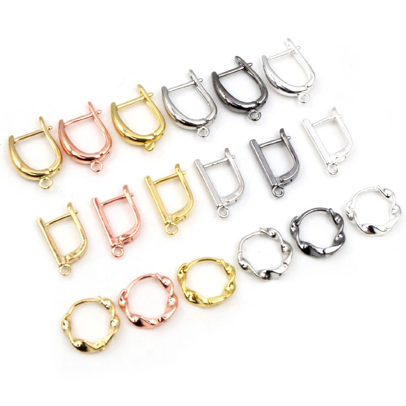10pcs Gold Color French Earring Hooks Lever Back Open Loop Setting for DIY Clips Clasp Jewelry Making Accessories - купить по
