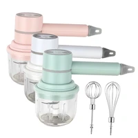 wireless portable electric hand garlic mixer with 2 egg mixing head hand blender power egg whisk foamer baking tools