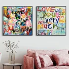 Большие граффити искусство любовь ответ Холст Картина плакаты печать на стену для гостиной домашний декор