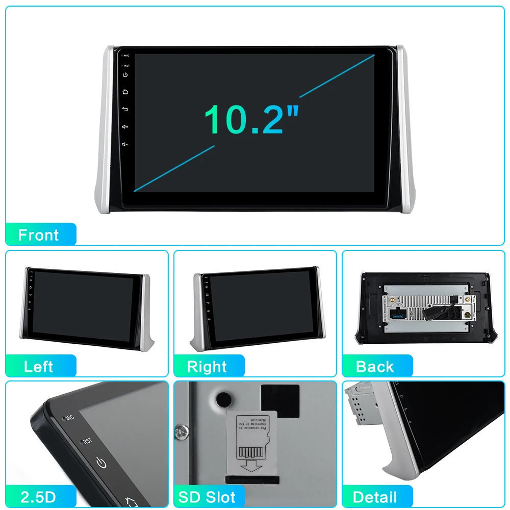Android 9,0 автомобильный радиоприемник 1 Din gps Navi для Toyota RAV4 PX6 DSP ips HDMI 4 Гб+ 64 Гб 8-ядерный RDS Wi-Fi Bluetooth AUX USB карта