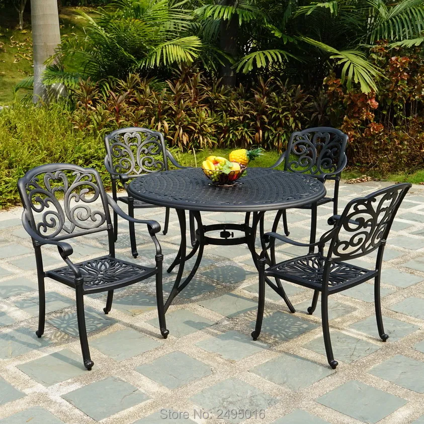 5 компонентная алюминиевая мебель для патио Обеденный набор четыре стула с