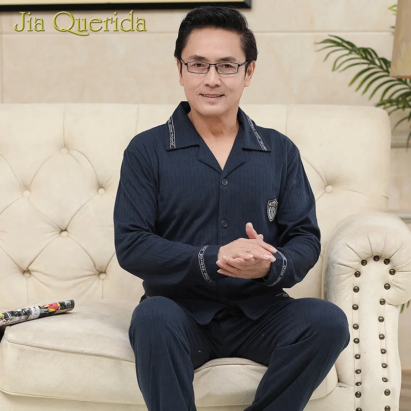 Новинка весны 2020 мужской пижамный комплект Трикотажный Хлопковый с длинными