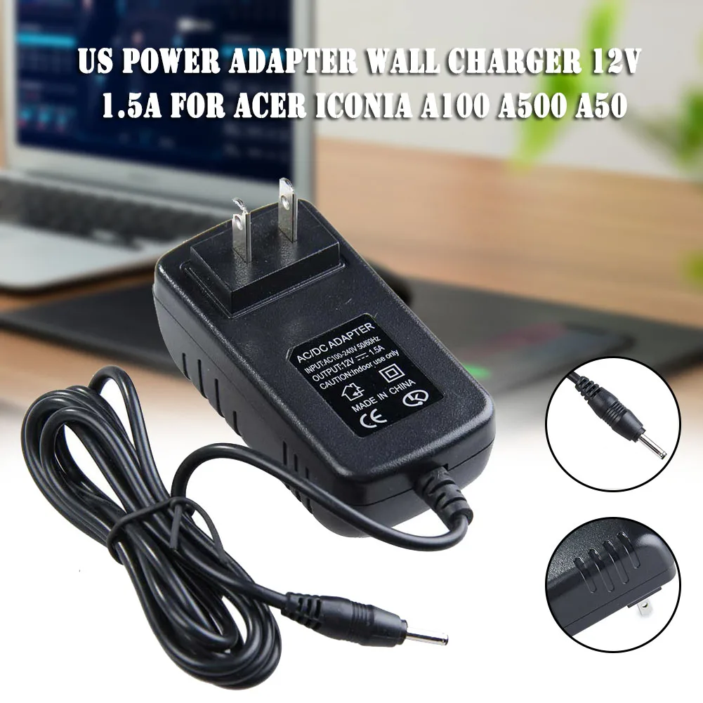 Нам Мощность адаптер стены Зарядное устройство 12V 1.5A для acer Iconia A100 A500 A501