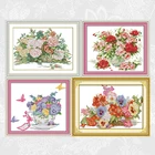 Великолепная корзина цветов наборы для вышивки крестиком Печатный холст DMC наборы для вышивки розовая Картина маслом сделай сам рукоделие